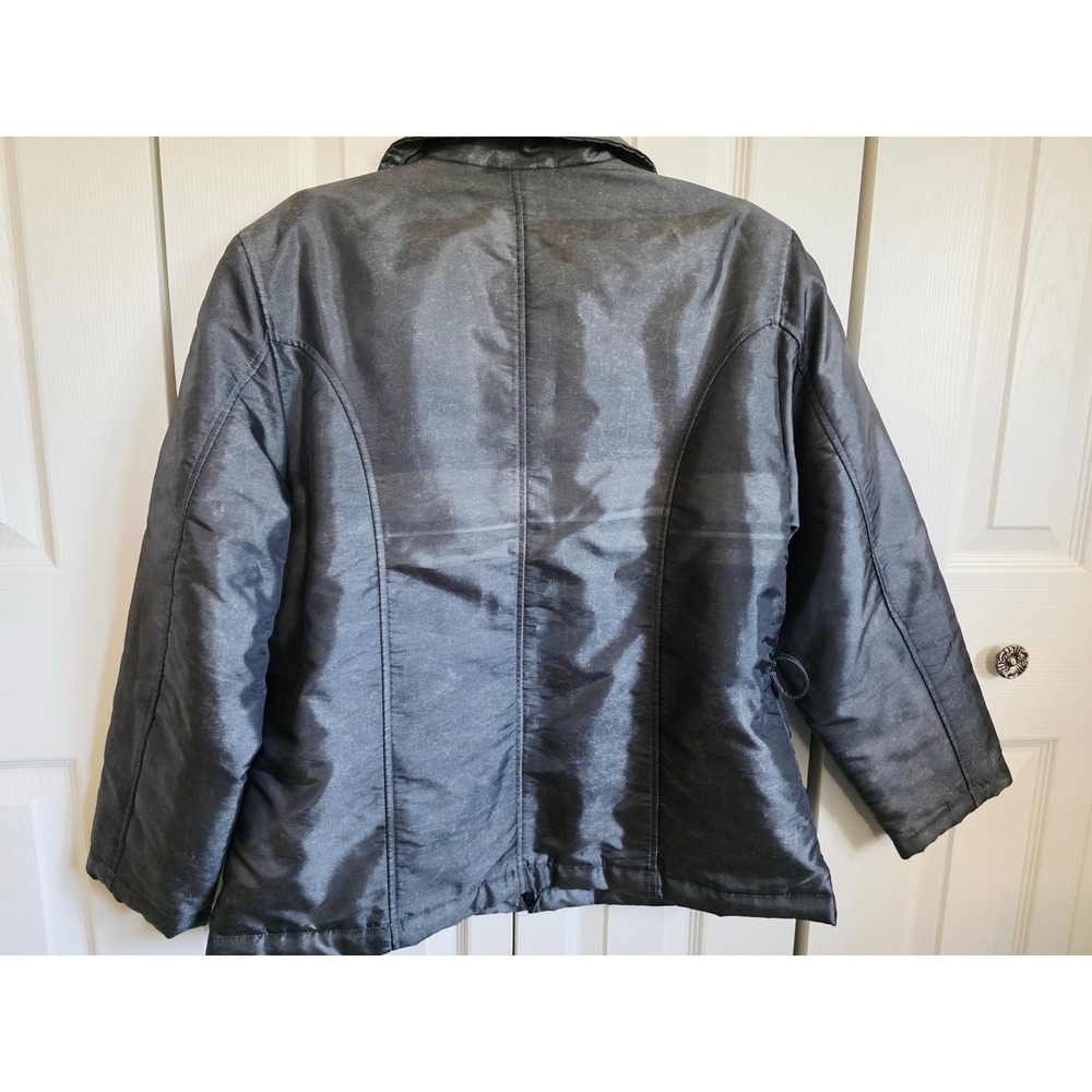 Jacqueline Ferrar PL Jacket Petite Large Silver Gray Metallic Belted Zip Up NEW - Picture 5 of 11